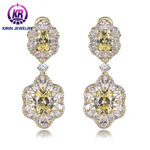 New 925 Sterling Silver European and American 14K Gold Zirconia Earrings Full Diamond Earrings Jewelry for Women