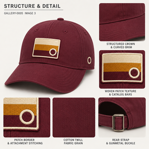 Cappello da baseball in cotone dobby a righe con patch tessuta, per fornitura all'ingrosso, catalogo comune, articoli culturali, OEM, etichetta privata, forniture per musei - Product Image 3