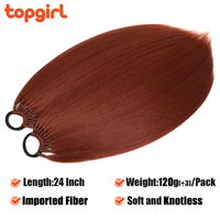 Extension de postiche queue de cheval droite de 24 pouces fibre synthétique naturelle à haute température Extensions de cheveux queue de cheval à bande élastique