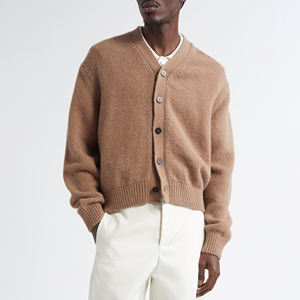 Épaules tombantes pour hommes fermeture à boutons à manches longues alpaga laine mélangée pull cardigan tricoté - Product Image 1