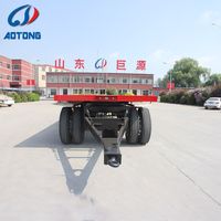 Remorques complètes à plateau plat pour le transport de conteneurs et de gros équipements, 2 essieux, 15-20 tonnes, avec barre de traction