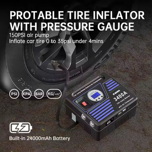 Hot 3400A Portable 6 en 1 <span class=keywords><strong>batterie</strong></span> de voiture <span class=keywords><strong>Booster</strong></span> chargeur <span class=keywords><strong>batterie</strong></span> externe construit compresseur d'air sortie voiture saut démarreur Kit d'urgence - Product Image 6