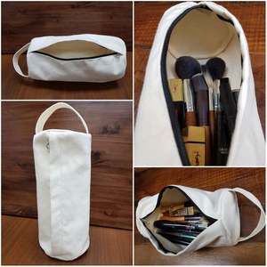 Pochette zippée en coton Oxford cylindrique / Tissu en coton 100% résistant utilisé - Product Image 2