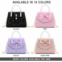 Sacs à main de créateur de marque, mini sac bandoulière à sequins, poignée nœud perlée, chaîne de transport, pour soirée princesse, en PU, 10 couleurs, personnalisable