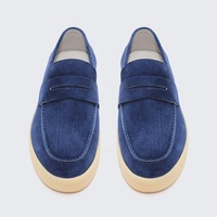 Chaussures sur mesure LANCI : Mocassins pour hommes faits main en daim, avec logo personnalisable – Collection Designer Homme