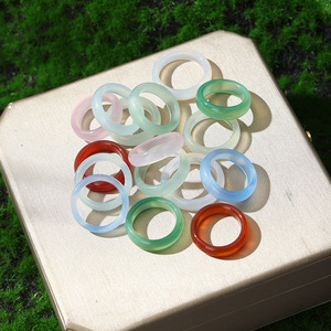 Anillos <span class=keywords><strong>de</strong></span> ágata natural, <span class=keywords><strong>jade</strong></span> y calcedonia, joyería al por mayor, artículos para llevar en la mano - Product Image 3