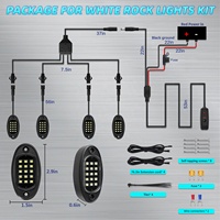 4 vainas de luces LED de roca blancas puras con arnés de cableado interruptor de apagado de energía 6000K luces bajo brillo 12V a prueba de agua para camiones Jeep ATV
