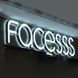 Restaurant Business Logo Letters Acrylic Frontlit Backlit Led Signage Metal Led Letter Light Logo