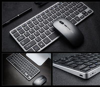 Claviers et souris Bluetooth portables rechargeables en argent pour Macbook Pro, Android Mobile