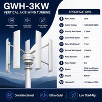 Éolienne à axe vertical GWH-3KW, énergie propre pour la maison et l'industrie légère, prête pour l'hybride éolien-solaire, zéro coût de carburant, VAWT