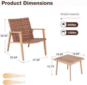 Juego de <span class=keywords><strong>Bistro</strong></span> Adirondack de 3 Piezas de Madera de Roble para Patio, con Mesa de Centro, para Muebles de Exterior, Venta al Por Mayor Phoenix - Product Image 6