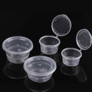 Toutes les tailles 1, 2, 3, 4 oz, qualité alimentaire, vente en gros, MIni récipient jetable en plastique transparent, tasse à condiments de Sauce, récipient avec couvercles