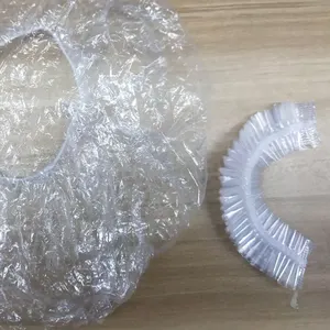 Custom 100~200Pcs Waterproof Thickening Elastic Clear Bathing Cap Salon Hotel Travel Disposable Plastic PE Shower Cap for Unisex