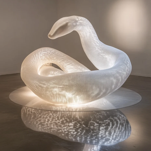 Installazione Artistica Personalizzata per Interni <span class=keywords><strong>di</strong></span> Gallerie d'Arte, Scultura <span class=keywords><strong>di</strong></span> Serpente Illuminata su Rete, Statua Gigante <span class=keywords><strong>di</strong></span> Cobra Luminosa per Festival - Product Image 1
