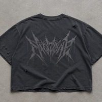 T-shirt court et ample vintage de haute qualité pour homme, noir, avec broderie flamme, manches courtes, OEM/ODM