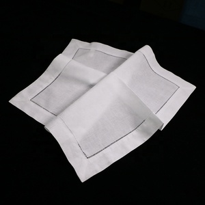N002-20 Serviettes <span class=keywords><strong>de</strong></span> <span class=keywords><strong>table</strong></span> à ourlet festonné 20" x 20" imprimables et brodables pour mariage, Noël, décoration, en lin et <span class=keywords><strong>coton</strong></span> blanc - Product Image 6