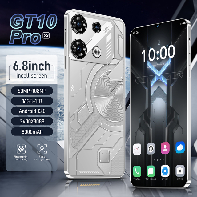 High Quality GT10 Pro Big Screen 7 Inch Global 5G 16+1TB Smart Mobile Cell Phone Android Unlock Gaming Mobile Phone