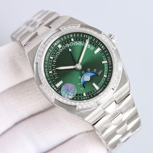 Reloj de Fábrica Personalizado con Fase Lunar y Fecha Retrograda, Bisel de Diamantes Plateado, Correa de Acero Inoxidable, Resistente al Agua, Luminoso, Último Modelo - Product Image 3