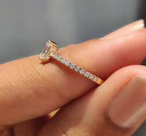 Anillo de Diamante Moissanita Corte Esmeralda de 0.12 CT para Compra al por Mayor, Oro 10k 14k 18k Plata, Calidad VVS1, Joyería Clásica de Compromiso, Proveedor Rápido - Product Image 2