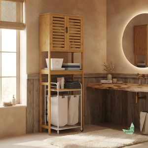Mueble de Baño Vertical de Bambú para Colocar Sobre el Inodoro, con Múltiples Niveles de Almacenamiento, Organizador para Baño y Ducha - Product Image 5