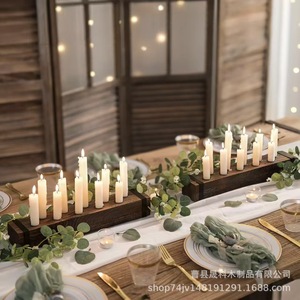 Wooden <b>Candle</b> Holder Multi Compartment Square Modern Simple Home Decoration - Product Image 3
