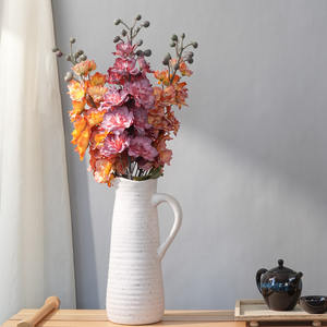 Decoración de Color de otoño Artista floral Flores artificiales Delphinium Flores falsas Arreglo de bordes quemados para muebles para el hogar - Product Image 3