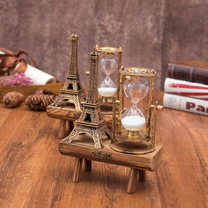 Sablier Décoratif Vintage Tour Eiffel <span class=keywords><strong>Paris</strong></span>, Cadeau Créatif pour Étudiant, Sablier Ornemental en Bois Moderne Souche d'Arbre - Product Image 3