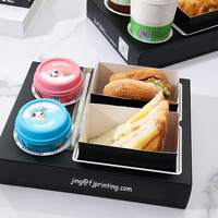 Plateau à emporter biodégradable de qualité alimentaire à impression personnalisée emballage de boîte en papier pour ensemble combiné alimentaire hamburger et frites