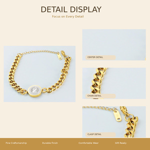 Bracelet à breloques Vefiery en acier inoxydable doré avec zircon pour femme, chaîne réglable, bijoux en pierres colorées, cadeau avec logo personnalisé - Product Image 1