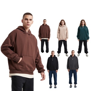 Sudadera con capucha de algodón 2026 para <span class=keywords><strong>hombre</strong></span>, de hombro caído, tipo jersey, de peso pesado, oversize, de corte holgado, estilo streetwear, lisa para bordar - Product Image 3