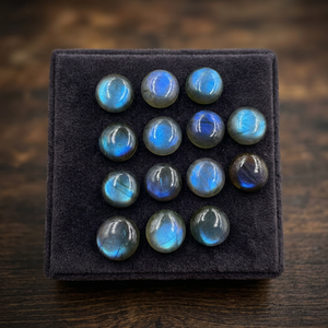 Lot en gros de cabochons de labradorite naturelle bleue chatoyante de 14 mm, pierres précieuses lisses et rondes de haute qualité pour la fabrication de bijoux, 1 kg - Product Image 3