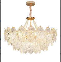 Lustre en cristal à plusieurs niveaux Boyid, LED 3500K blanc chaud, lampe suspendue en verre, finition cuivre laiton, décoration de villa