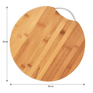Planche à découper ronde en bambou avec poignée en acier inoxydable, antibactérienne, pour usage en cuisine - Product Image 2
