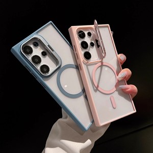 Étui de téléphone transparent magnétique avec support d'appareil photo pour <span class=keywords><strong>Samsung</strong></span> S26 S25 Ultra S24 Plus S23FE, <span class=keywords><strong>coque</strong></span> arrière <span class=keywords><strong>transparente</strong></span> antichoc - Product Image 2