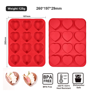 12 sâu răng cấp thực phẩm không dính tin Khay bộ Silicone hình trái tim cupcake muffin Baking Pan Silicon bánh khuôn bakeware - Product Image 2