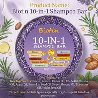 Biotine, kératine, huile de ricin, huile d'argan, shampoing solide artisanal 10 en 1, nourrissant le cuir chevelu, renforçant les cheveux, réduisant la casse, 60g