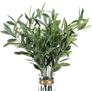 Hojas artificiales de oliva con tallos largos, hojas de 270 para arreglo Floral, jarrones, ramos de boda, decoración verde