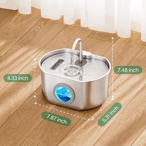 <span class=keywords><strong>Bebedero</strong></span> Automático para Gatos, Dispensador de Agua para Mascotas de Acero Inoxidable 304 con Sistema de Filtración, Mini Tazón de Agua - Product Image 6