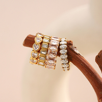 Bagues empilables Dreamshow en acier inoxydable plaqué or avec zircon rond et cœur, bagues minimalistes en zircon baguette ovale, bijoux pour femmes