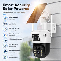Caméra IP CCTV sans fil à double objectif 6MP 3K, 7,7W, alimentée par énergie solaire, alarme intelligente, faible consommation d'énergie, caméra PTZ, mémoire/carte SD