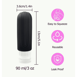 Bouteilles de voyage approuvées par la TSA de 3 oz, ensemble de voyage rechargeable pour articles de toilette, kit de bouteilles de voyage étanches en silicone - Product Image 5