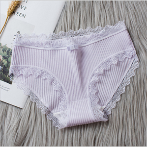 Ropa Interior de Encaje para Mujer, Cintura Media, Transpirable, Algodón Puro, Braguitas Triangulares Cómodas, Ropa Interior Femenina - Product Image 5