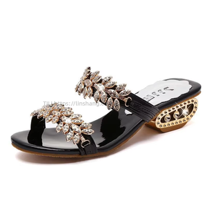 Outdoor New Design Women Rhinestone Bing Flat Rubber Summer Beach <b>Shoe</b> Bohemia Ladies Slipper Slide <b>Shoes</b> - Product Image 6