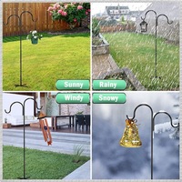 Crochets de berger doubles avec base à 5 branches, piquets de jardin en métal robustes pour suspendre des plantes, des lanternes, crochets de berger d'extérieur