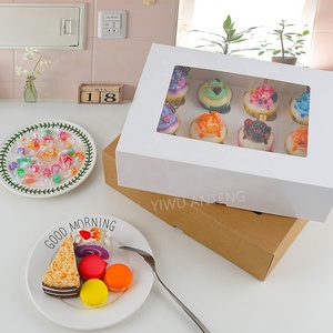 Nhà máy tùy chỉnh Trắng Brow giấy bao bì 12 lỗ cupcake hộp với chèn Giấy Bánh Cookie hộp với cửa sổ rõ ràng - Product Image 4