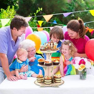 Decoraciones para Baby Shower con Temática de Bosque DAMAI, Soporte para Cupcakes de 3 Niveles, Soportes para Cupcakes con Animales de la Selva, Artículos para Fiestas con Temática Forestal - Product Image 5