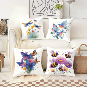 Bantal hias cat air berwarna-warni dengan gambar kupu-kupu, burung, dan lebah untuk dekorasi rumah yang nyaman - Product Image 2