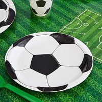 Assiette en papier à thème de ballon de football rond OEM jetable de 7 pouces Style moderne CMJN Fournitures de fête d'anniversaire Décorations Usine directe
