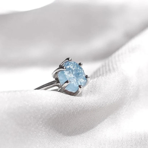 BEST SELLER 925 <b>Silver</b> <b>Ring</b> Natural Raw Aquamarine <b>Ring</b> or Women, Natural Uncut Gemstone Crystal Raw Stone <b>Ring</b> - Product Image 1