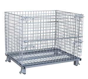 Heavy Duty Mạ Kẽm Kho Công Nghiệp Có Thể Khóa Lưới Thép Ráp Dây Lưới Thép Pallet Box Với Cửa - Product Image 1